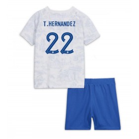Frankrike Theo Hernandez #22 Borta Kläder Barn VM 2022 Kortärmad (+ Korta byxor)